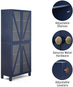 Crosley Furniture Cassai Tall Pantry Storage Cabinet With Shelves, Kitchen, Dining, Or Laundry Room, Navy