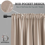 Donren 2 Panels 30 Inch Length Tier Curtains- Blackout Thermal Insulating Small Valance Curtains For Bathroom With Rod Pocket (Warm Taupe,52 Inches Wide By 30 Inches Long)