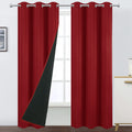 Lemomo 100% Blackout Curtains 40 X 84 Inch/Red Curtains 2 Panels With Black Lining Room Darkening Thermal Insulated Bedroom Curt