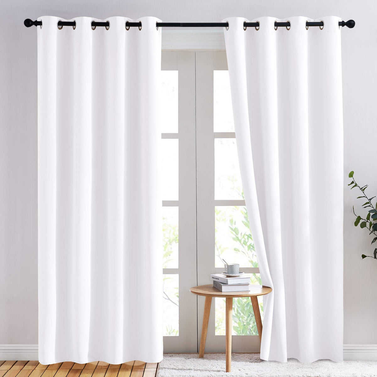 Nicetown Curtains 84 Inches Long - (Pure White) 52 By 84 Inches, 1 Pair, 50% Light Blocking Grommet Drapes/Draperies For Living