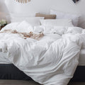 Moomee Bedding Duvet Cover Set 100% Washed Cotton Linen Like Textured Breathable Durable Soft Comfy (Off White, Cal King)