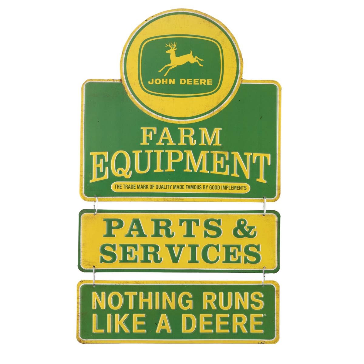 John Deere Farm Equipment Linked And Embossed Metal Sign - Vintage John Deere Sign For Garage Or Man Cave