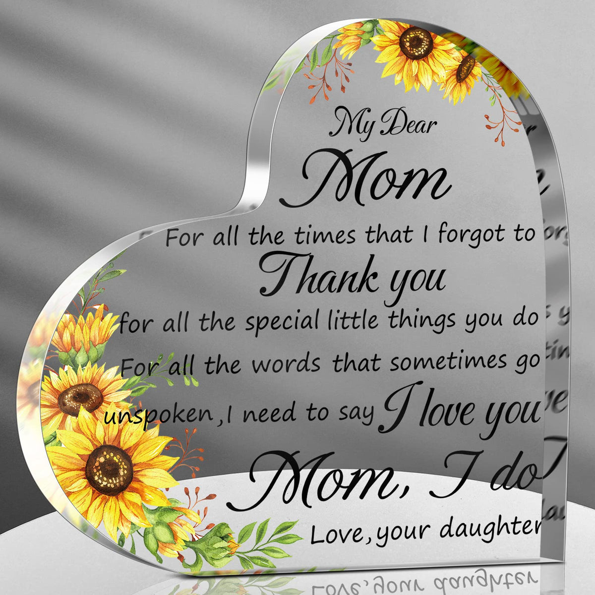 Jetec Mothers Day Gifts for Mom Acrylic Mom Gift Birthday Gift Sign Plaque Presents from Daughter Son Grateful Christmas Valenti