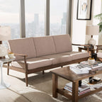 Baxton Studio Venza Fabric Sofa in Light Brown and Walnut Brown