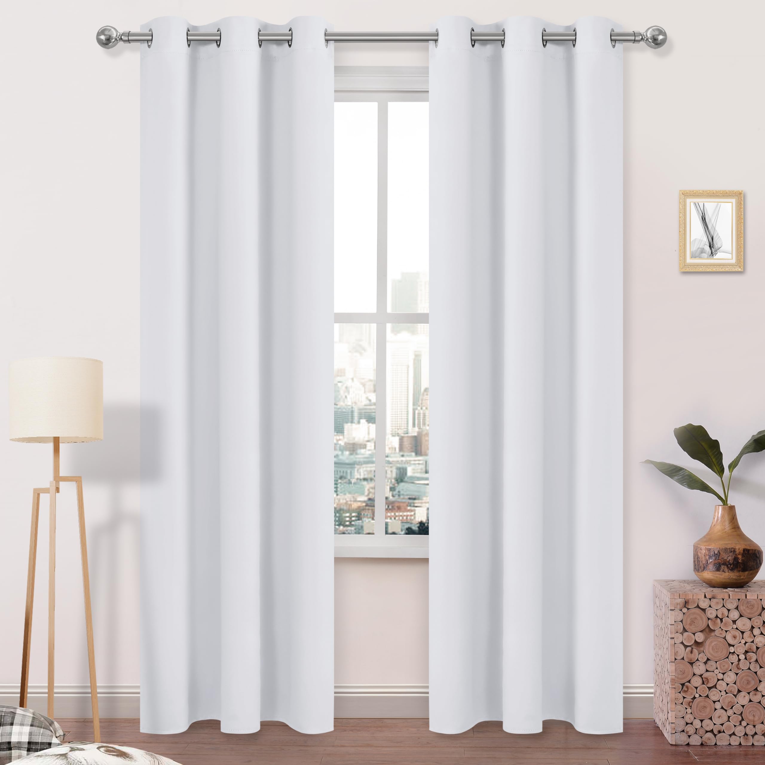 Dwcn Room Darkening Curtains 84 Inches Long, Greyish White Curtains For Living Room, Thermal Curtains For Bedroom - 42W X 84L In