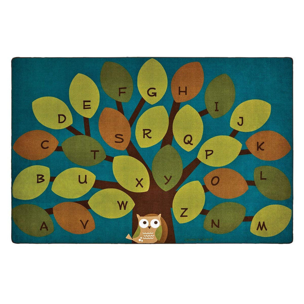 Carpets For Kids Premium Collection 20724 Owl-Phabet Tree Rug 4Ft X 6Ft Rectangle Teal Blue