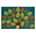 Carpets For Kids Premium Collection 20724 Owl-Phabet Tree Rug 4Ft X 6Ft Rectangle Teal Blue