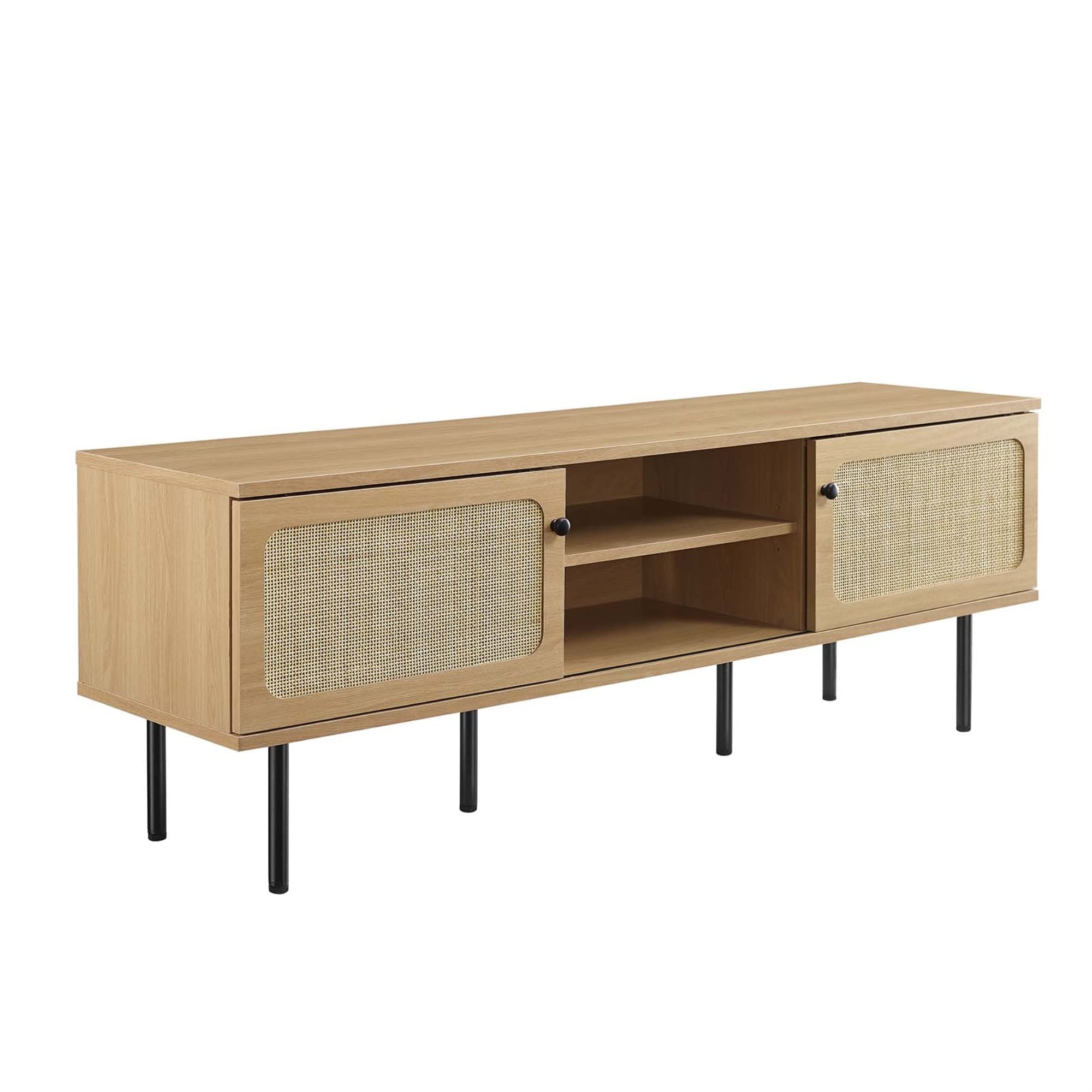 Modway Cambria Rattan and Particleboard TV Stand for TVs up to 60" in Oak