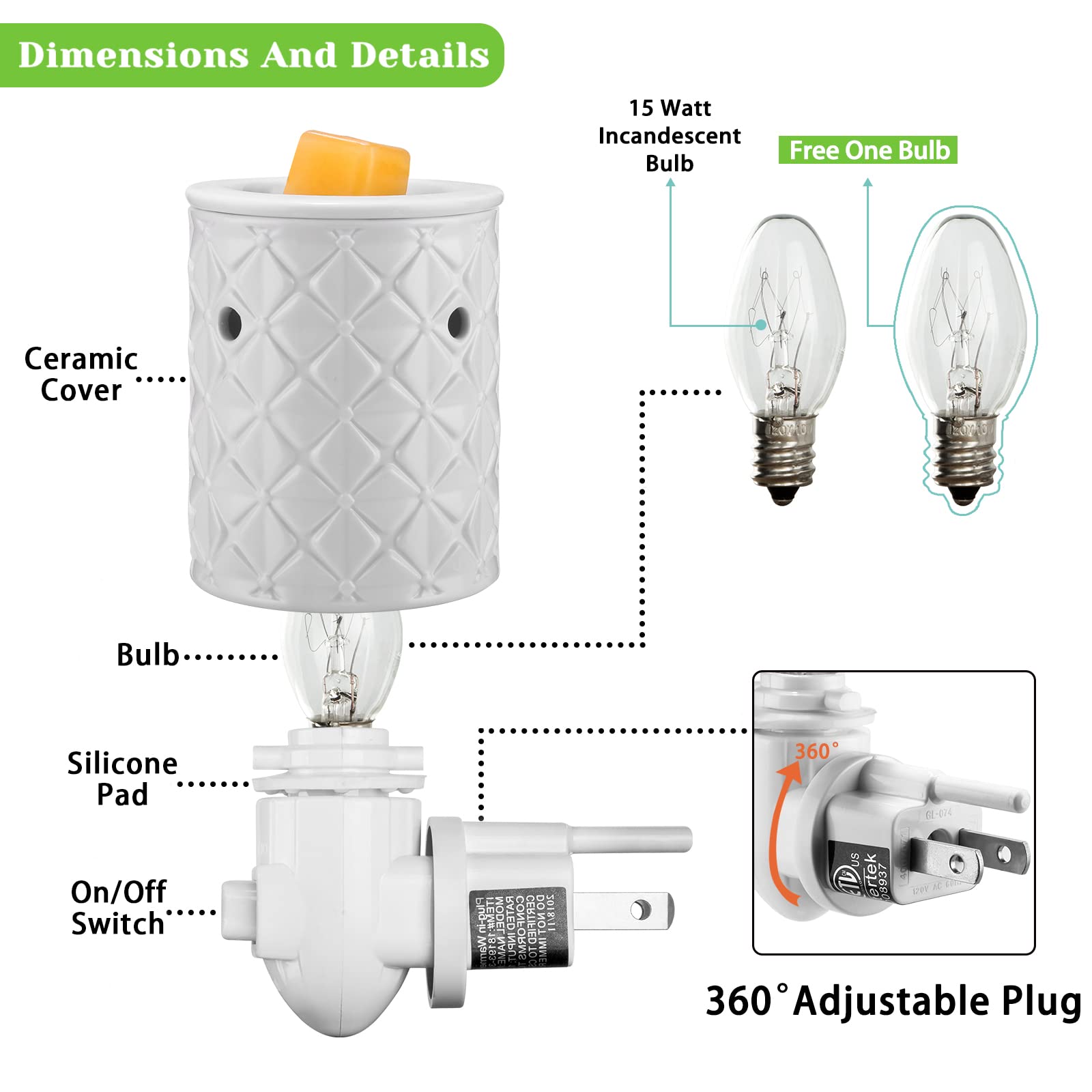 Star Moon Ceramic Wax Melt Warmer, Plug In Wax Warmers For Scented Wax, Scentsy Diffuser For Fragrance Oil, 2-In-1 Wall Wax Melt