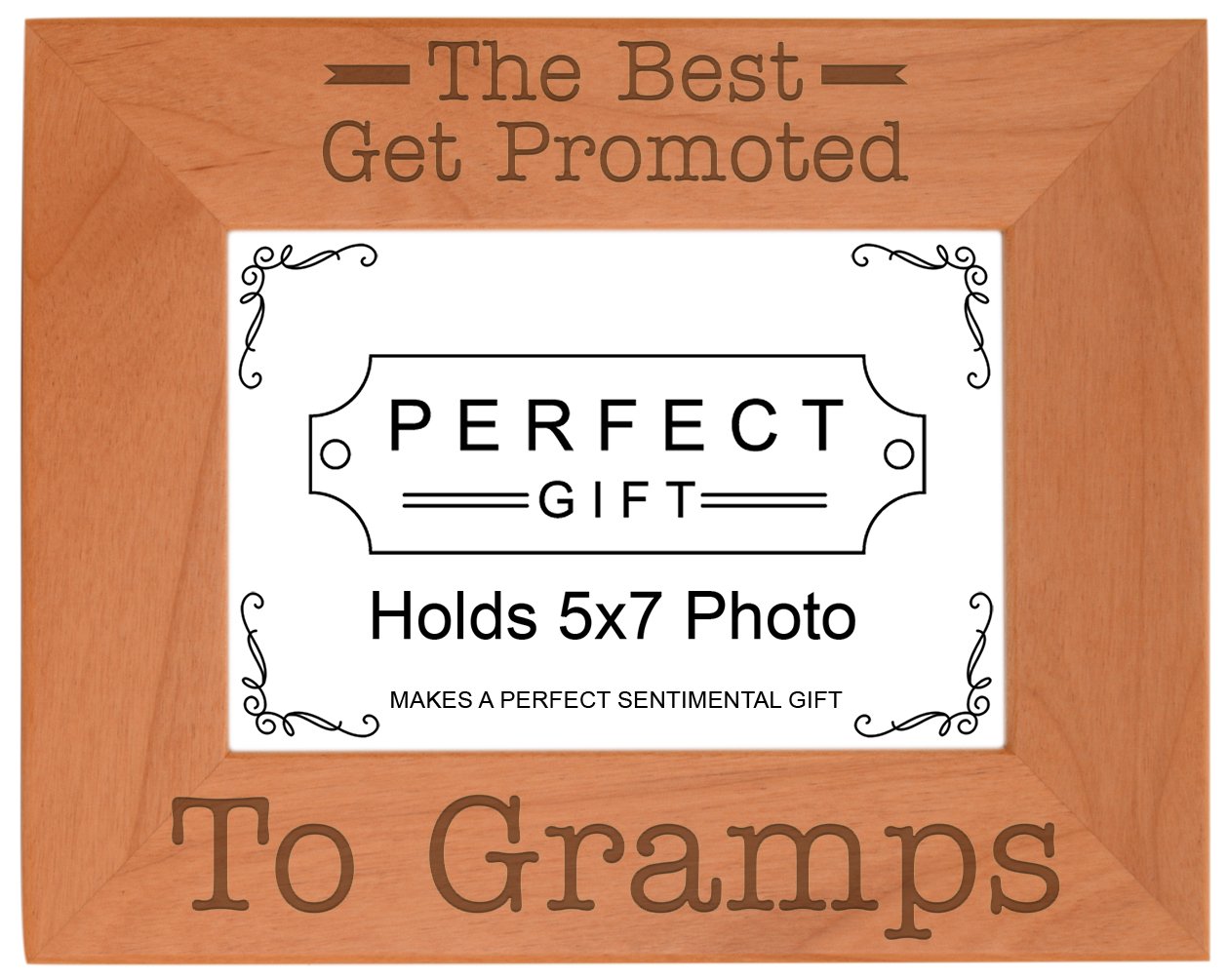 ThisWear Gift for Grandpa Best Get Promoted to Gramps Natural Wood Engraved 5x7 Landscape Picture Frame Wood