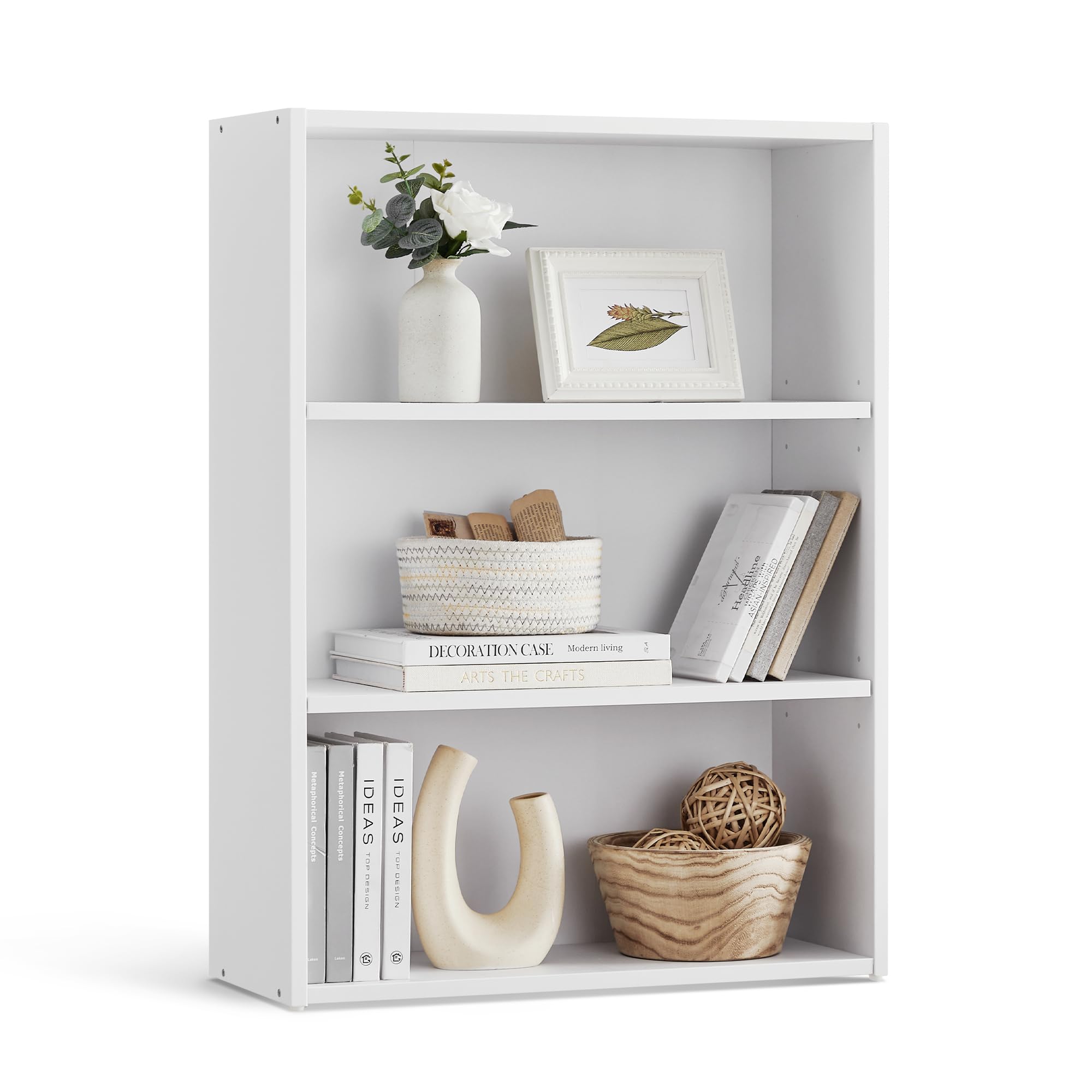 Vasagle Bookshelf, 23.6 Inches Wide, 3-Tier Open Bookcase With Adjustable Storage Shelves, Floor Standing Unit, Cloud White Ulbc163T14