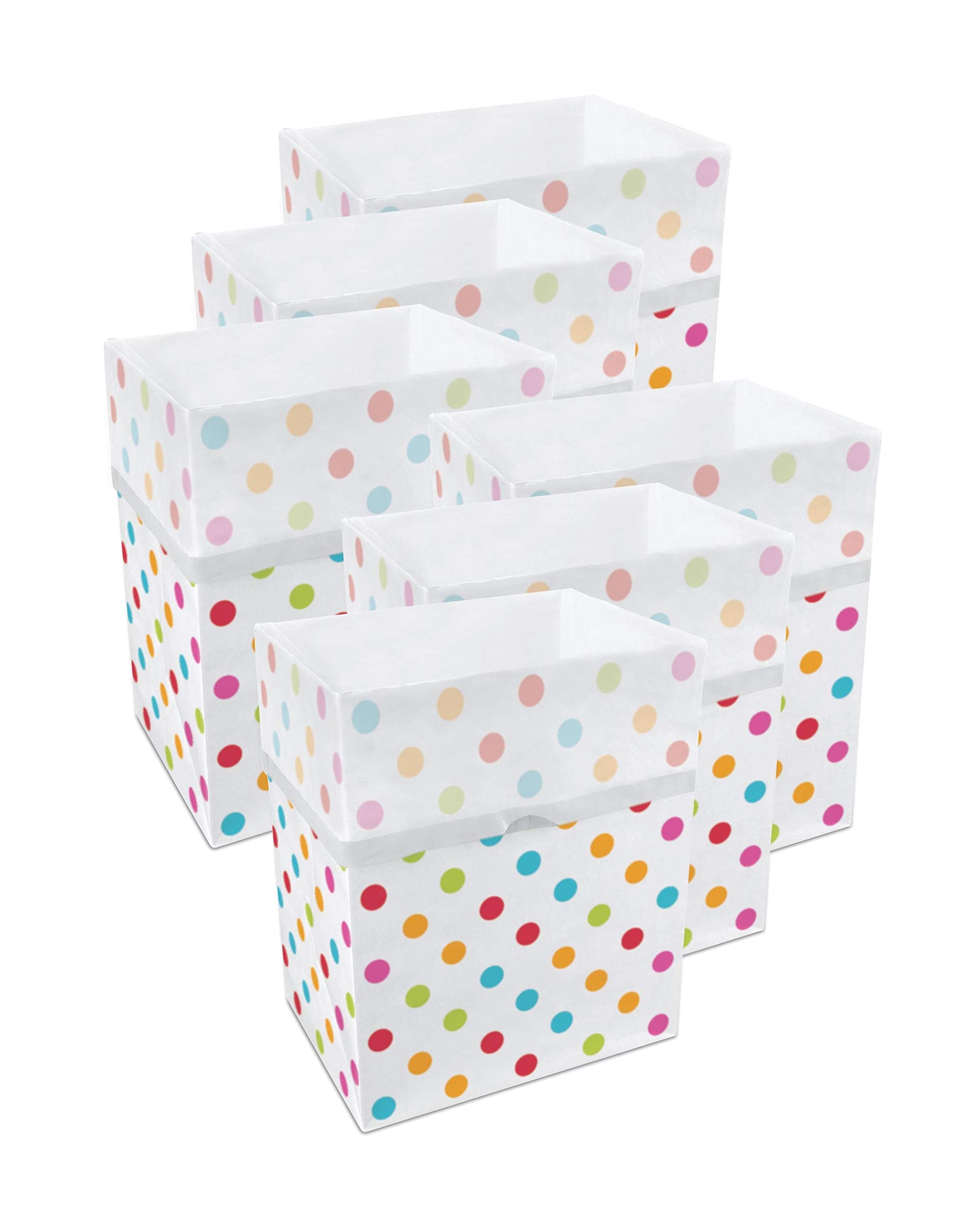 Clean Cubes 13 Gallon Disposable Trash Cans (6-Pack). Reusable Garbage and Recycling Bins for Parties, Events, and More (Polka D