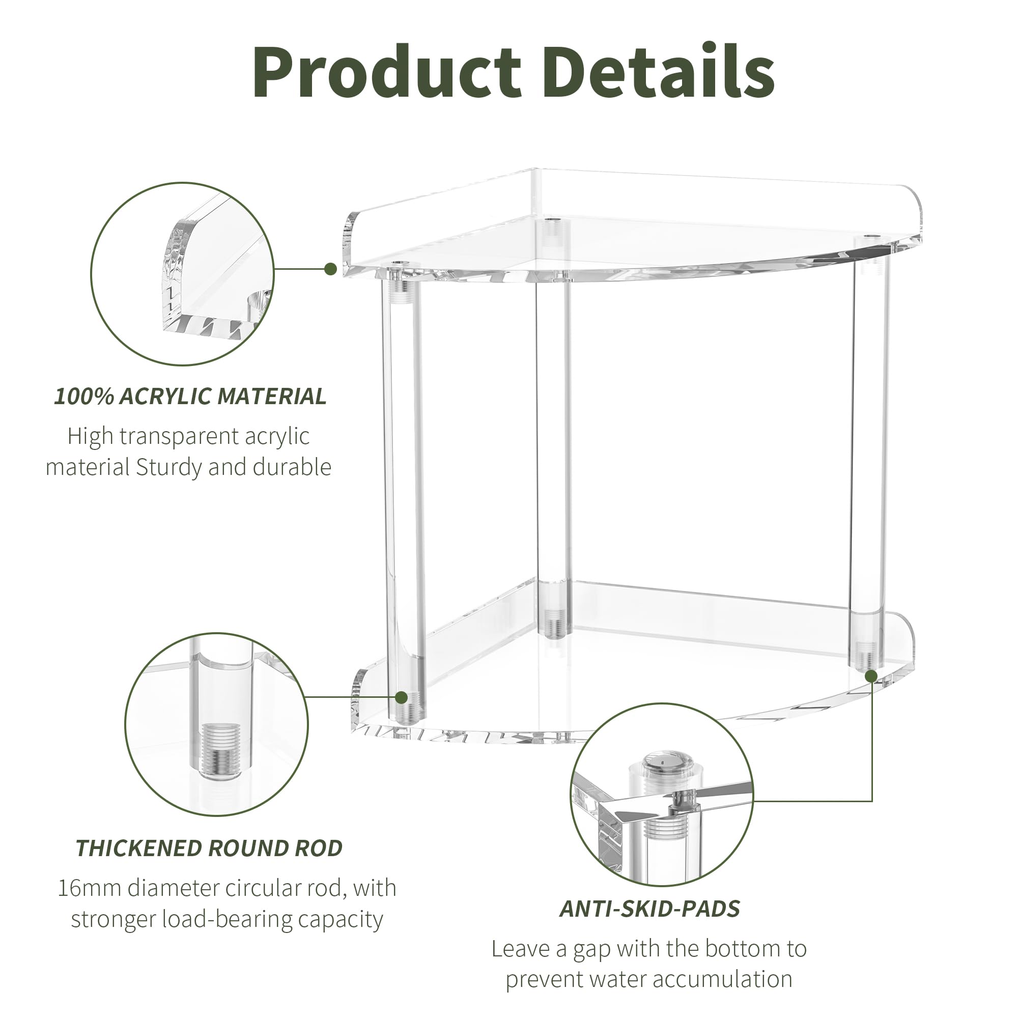 Sezanrpt 2 Tier Countertop Corner Organizer Shelf 7X7X8 Inch, Acrylic Bathroom Organizer Corner Shelf For Countertop, Clear Vanity Storage Organizer For Skincare, Cosmetics, Perfume