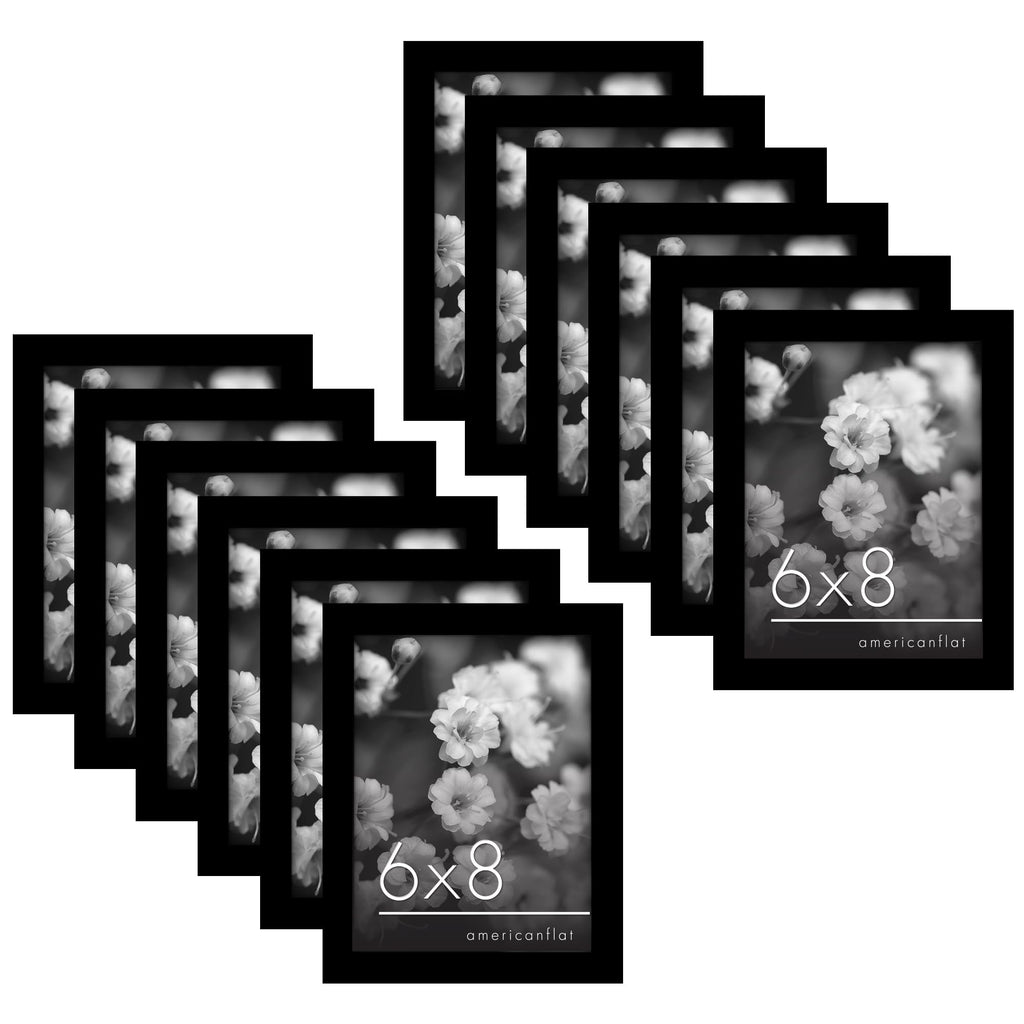 Americanflat 6x8 Picture Frame with Polished Plexiglass - Set of 12 - Signature Collection - Picture Frames with Engineered Wood