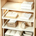 KOGHUP Adjustable Closet Shelf Organizer, Expandable Storage Rack for Wardrobe, Beige, Height Adjustable Legs (2Pcs)