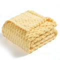 Vessia Flannel Fleece Throw Blanket(50X70 Inch), 3D Jacquard Light Yellow Fuzzy And Warm Blanket For Couch,Sofa,Bed,Chair, 300Gs