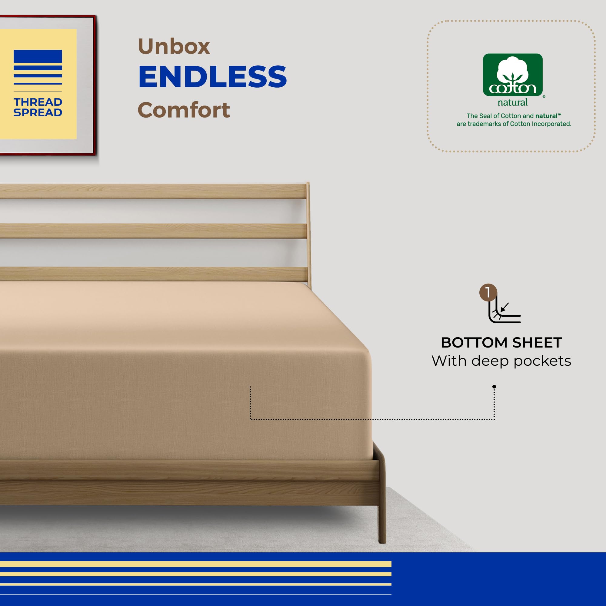 Thread Spread Luxury Egyptian Cotton King Fitted Sheet Only - 1000-Thread-Count 16' Deep Pocket King Fitted Sheet, Soft, Smooth, Cooling, Sateen Weave, Extra Long Staple King Size Fitted Sheet - Taupe