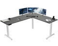 VIVO Electric Corner 75 x 63 inch L-Shaped Standing Desk, Memory Height Adjustment, Black Top White Frame, DESK-E3CTWB-75
