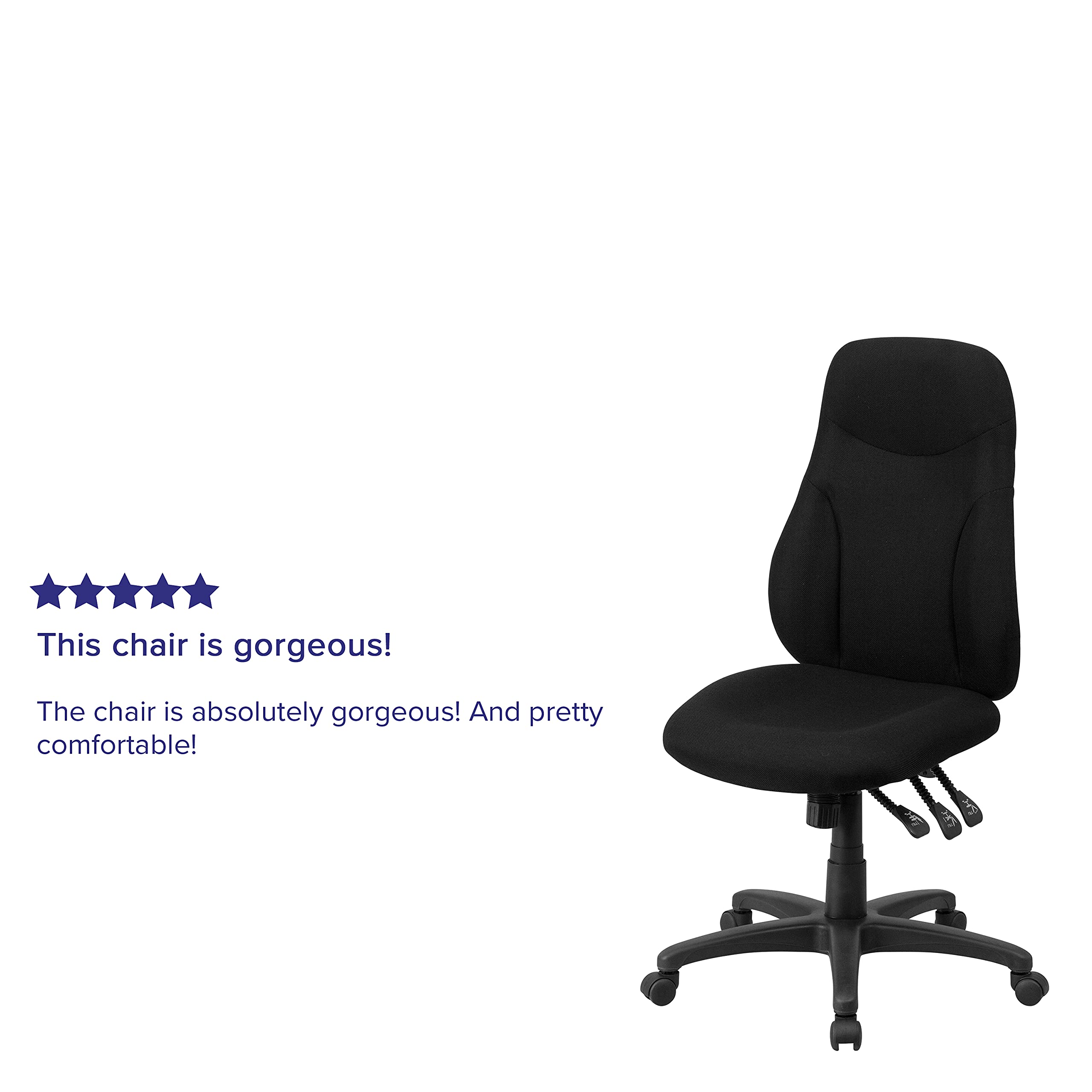 Flash Furniture Brandy Mid-Back Black Fabric Multifunction Swivel Ergonomic Task Office Chair with Adjustable Arms