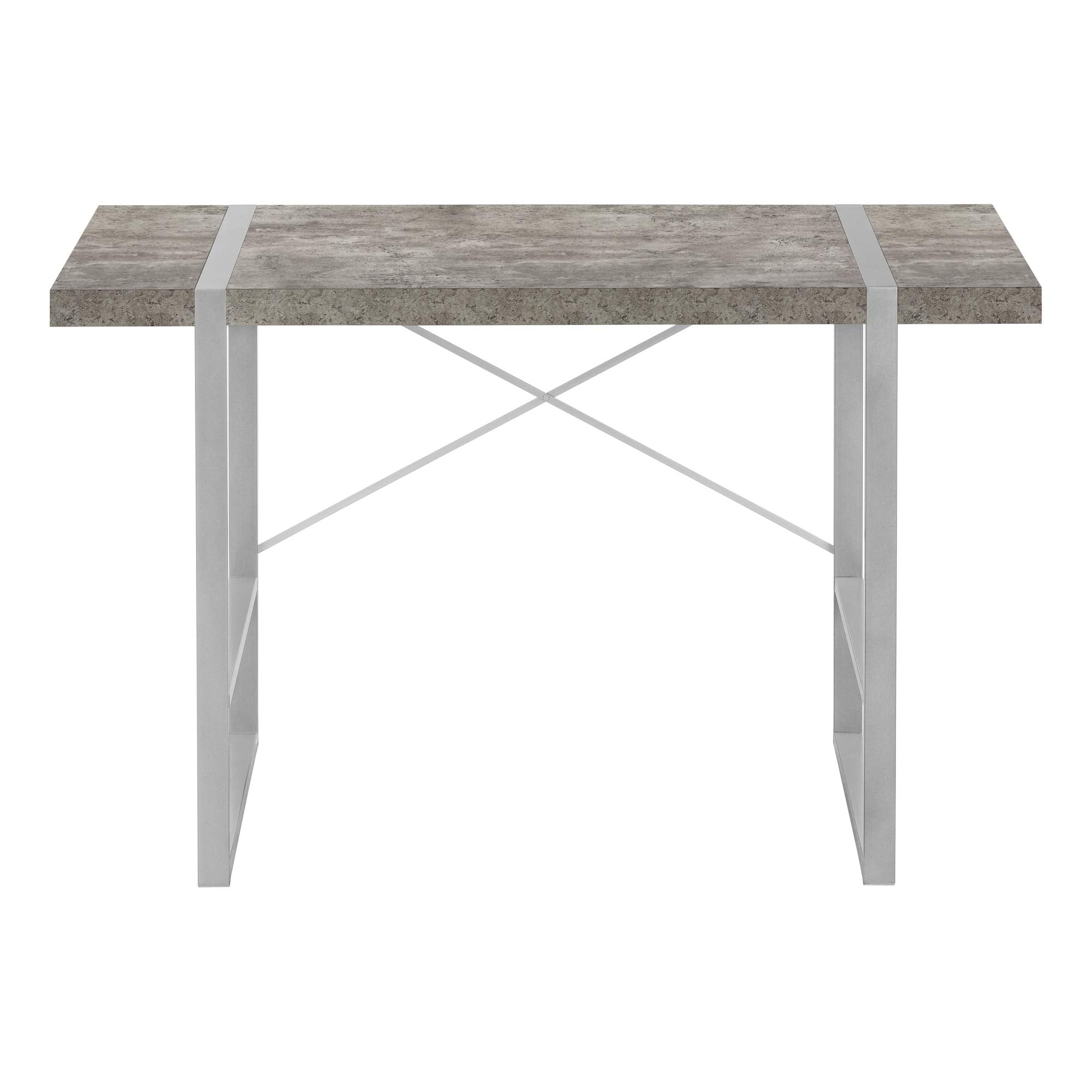 Monarch Specialties 7662 Computer Desk, Home Office, Laptop, 48&quot; L, Work, Metal, Laminate, Contemporary, Modern Desk-48 L Grey Concrete-Look Silver, 49&quot; L X 23.75&quot; W X 30&quot; H