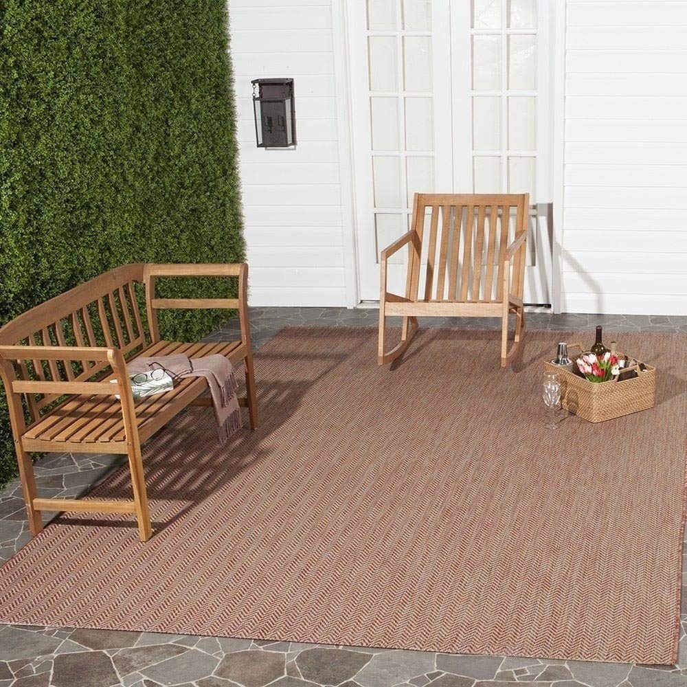 Safavieh Courtyard Collection 5'3' X 7'7' Red/Beige Cy8022 Indoor/ Outdoor Patio Backyard Mudroom Area Rug