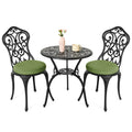 NUU GARDEN Patio 3-Piece Bistro Set with Cushions, Patio Chairs and Outdoor Round Table with Umbrella Hole, Cast Aluminum Patio 