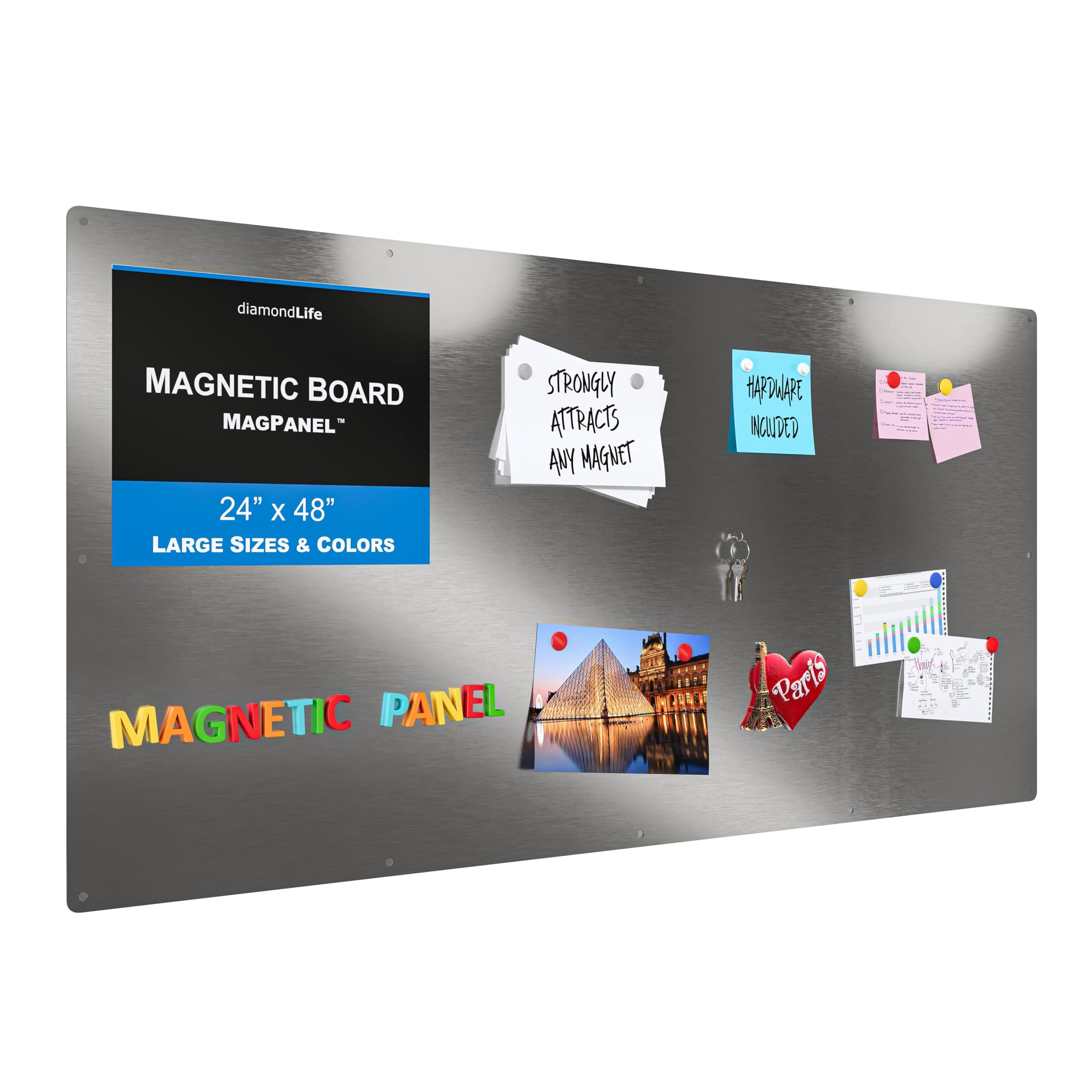Diamond Life Magnetic Board - Memo & Vision Board For Home, School & Office - Magnet Board For Kids - Pre-Drilled Mounting Screw