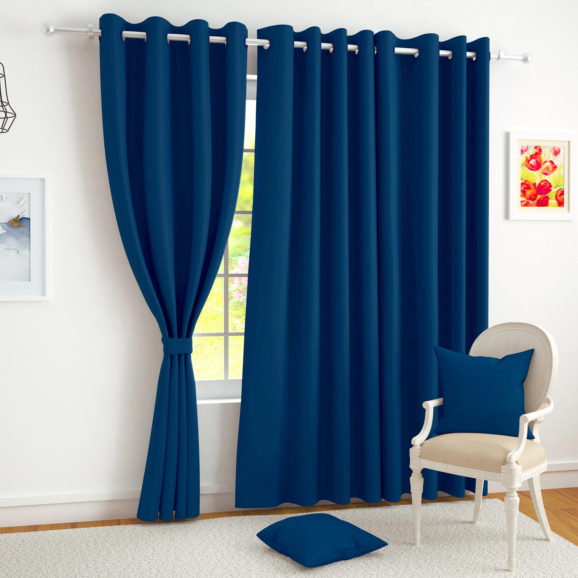 Story@Home 100% True Blackout Long Door Curtains 9 Feet Set Of 3 | Plain Design | Room Darkening Curtain | Thermal Insulated Cur