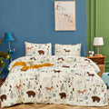 Clothknow Kids Comforter Sets Full Yellow Bear Comforter Full Boys Girls Bedding Cartoon Fox Bed Set Theme Woodland Forest Animal Bedding 3Pcs Bedding Comforter Sets Full