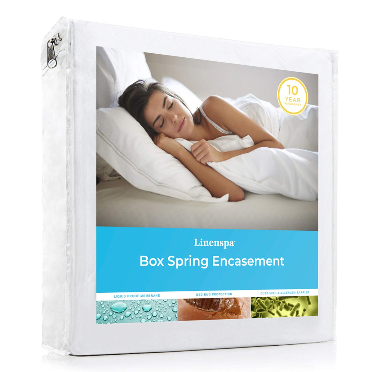 Linenspa Waterproof Box Spring Encasement - Blocks Out Liquid, Waterproof Box Spring Protector - Dorm Room Essentials - Twin Xl,