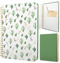 Stanoha Cute Spiral Notebook Journal A5 Aesthetic Pretty Floral Design For Women Girls Kawaii With Pocket, 8.5 X 5.7 Inch, Cactu