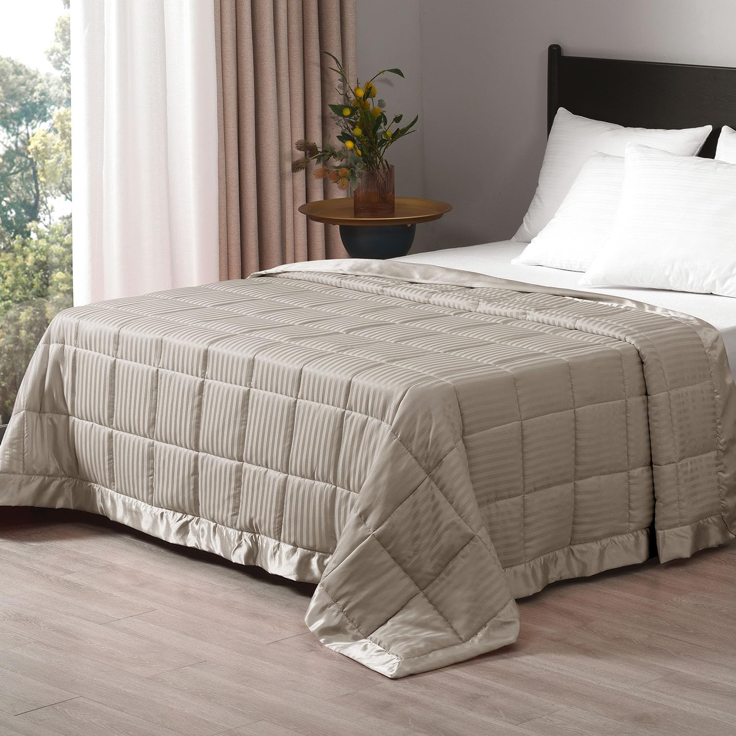 Downluxe Weighted Blanket King Size, 18 Lb Weighted Blanket With Glass Beads For All Season, Machine Washable Heavy Blanket (Sand, 90 X 108 Inch)