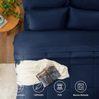 Cozylux Navy Blue Comforter Full Size 7 Pieces Navy Blue Bedding Set Complete Bed In A Bag Bed Set For All Season With Comforter, Flat Sheets, Fitted Sheet, Pillowcases & Shams