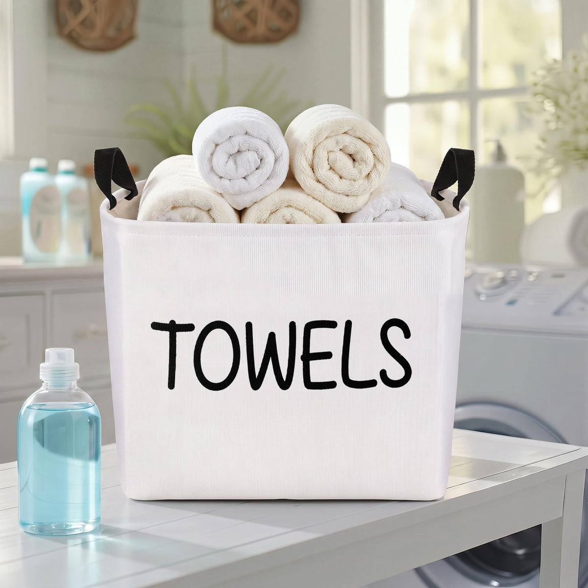 FillTouch Canvas Laundry Basket, Towels Storage Bin and Organizer
