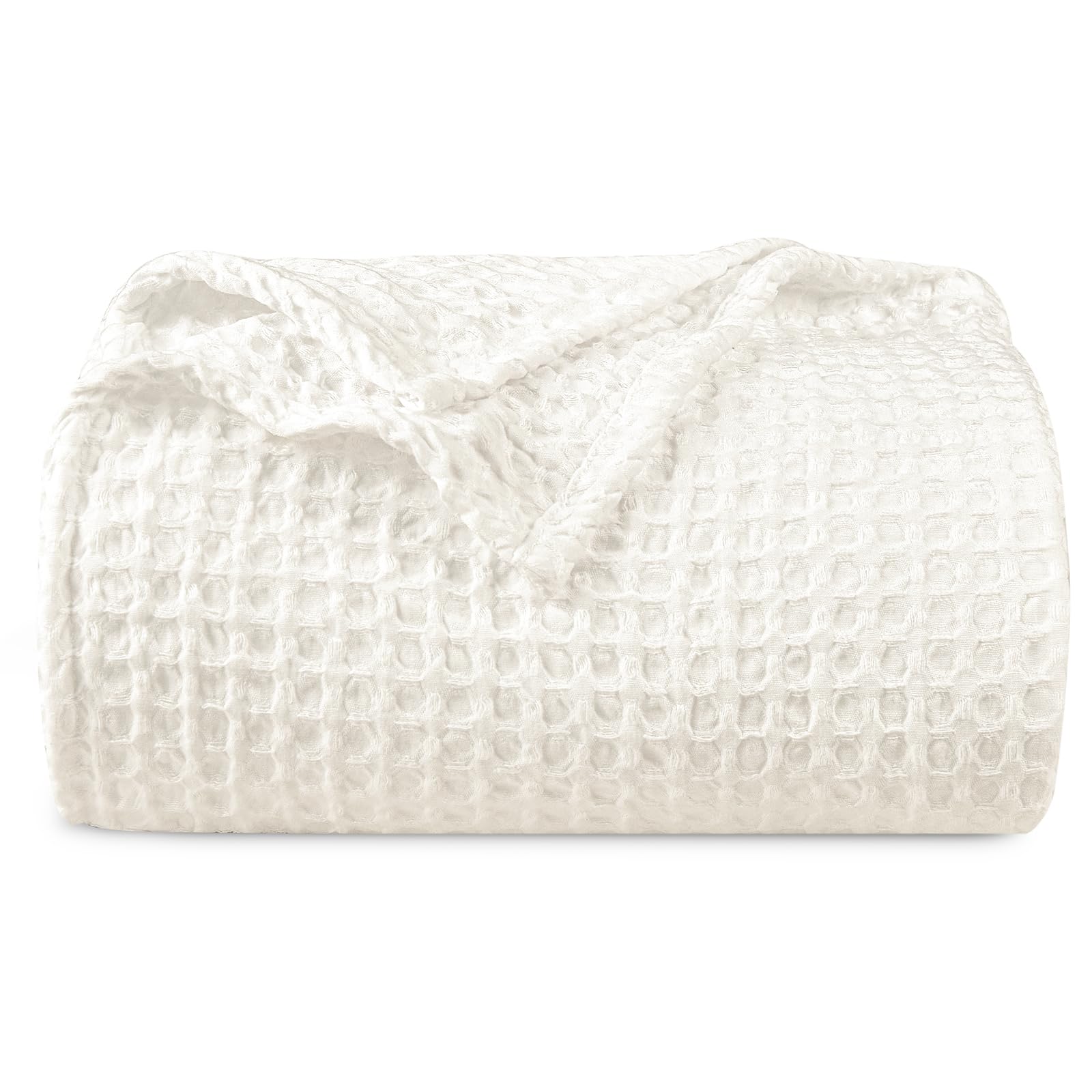 Phf Ultra Soft Waffle Weave Blanket Queen Size 90'X 90'- Washed Lightweight Breathable Cozy Woven Blanket For Bed - Aesthetic Decor For Couch Bedding Sofa Home Car - Coconut White