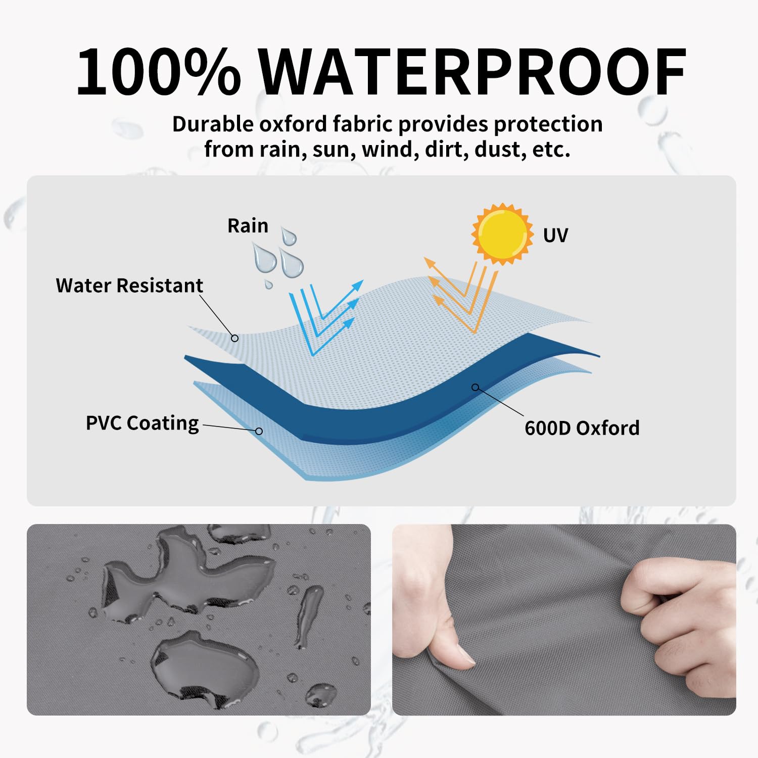 Easy-Going Heavy Duty Outdoor Stackable Chair Cover, Waterproof Patio Chair Cover, Windproof Outdoor Furniture Cover With Air Vent (2 Pack-28Wx36Dx47H Inch, Gray/Dark Gray)