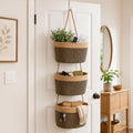 Novabright 3Tier Hanging Basket Wall Mounted Woven Organizer, Boho Storage