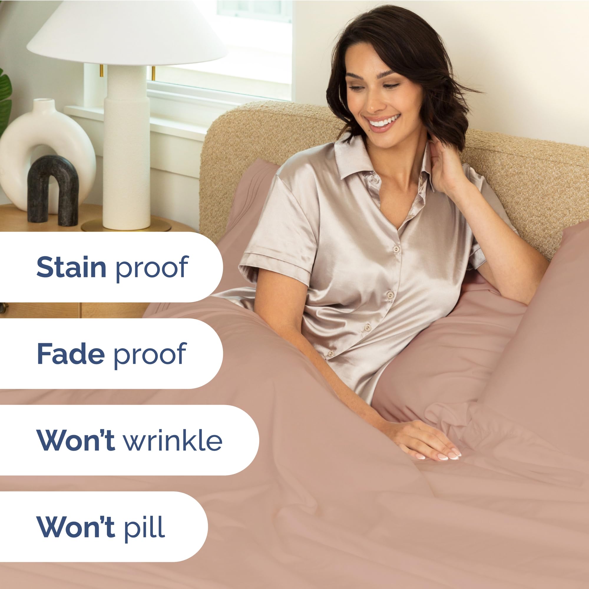 Extra Deep Pocket King Sheets - 4 Piece Breathable & Cooling Bed Sheets - Hotel Luxury Bed Sheet Set - Soft, Wrinkle Free & Comfy - Easily Fits Extra Deep Mattresses - Deep Pocket Mauve Sheets Set