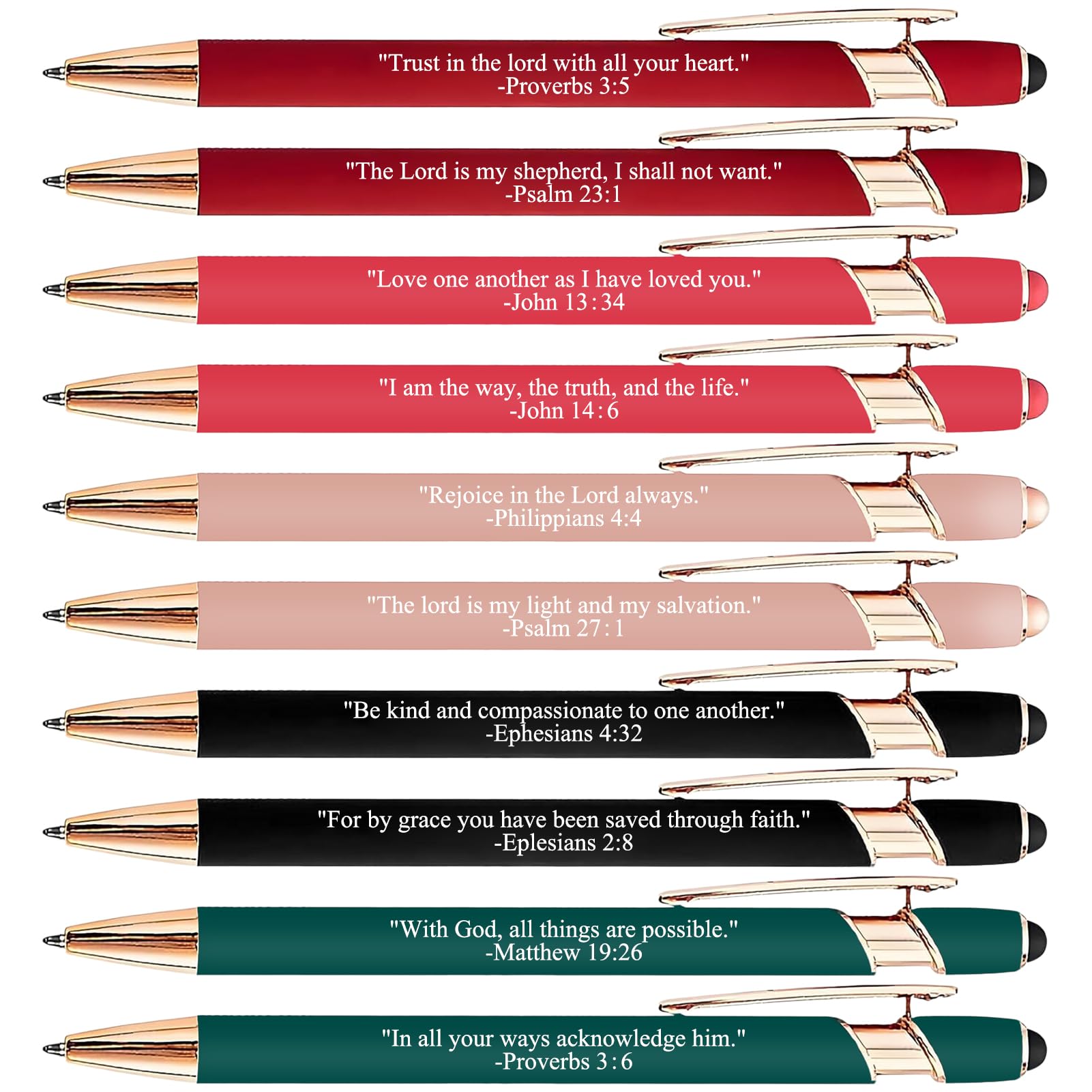 Riomijun Bible Verse Ballpoint Pens with Stylus, Retractable Christian Writing Pens Inspirational Religious Gifts for Bible Stud