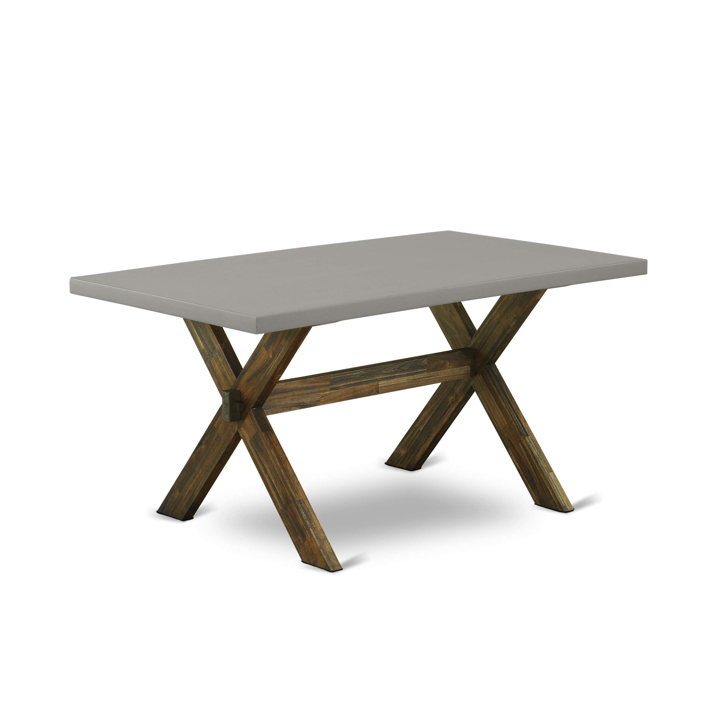 East West Furniture X796Mzn32-6 6 Piece Dining Set Contains A Rectangle Dining Room Table With X-Legs And 4 Light Beige Linen Fabric Parson Chairs With A Bench, 36X60 Inch, Multi-Color