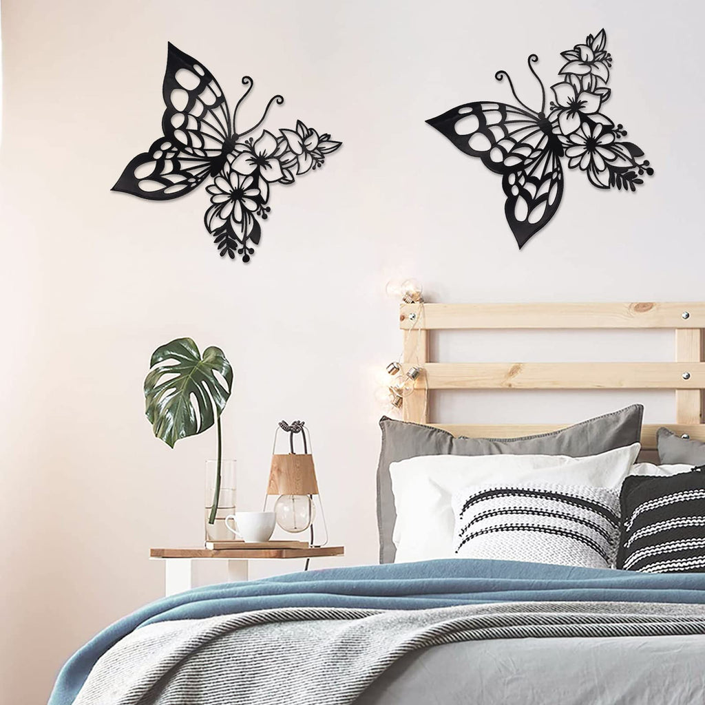 Ez4Ence 2Pcs Butterfly Decoration Wall Art Boho Wall Home Decor Hanging Appearance Wall Decor Metal Hanging Butterfly Decor Flow
