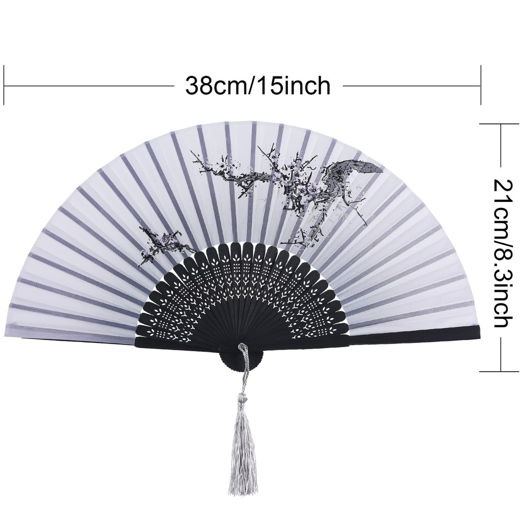 2 Pieces Folding Fans Handheld Fans Bamboo Fans With Tassel Women'S Hollowed Bamboo Hand Holding Fans For Wall Decoration, Gifts