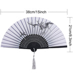 2 Pieces Folding Fans Handheld Fans Bamboo Fans With Tassel Women'S Hollowed Bamboo Hand Holding Fans For Wall Decoration, Gifts