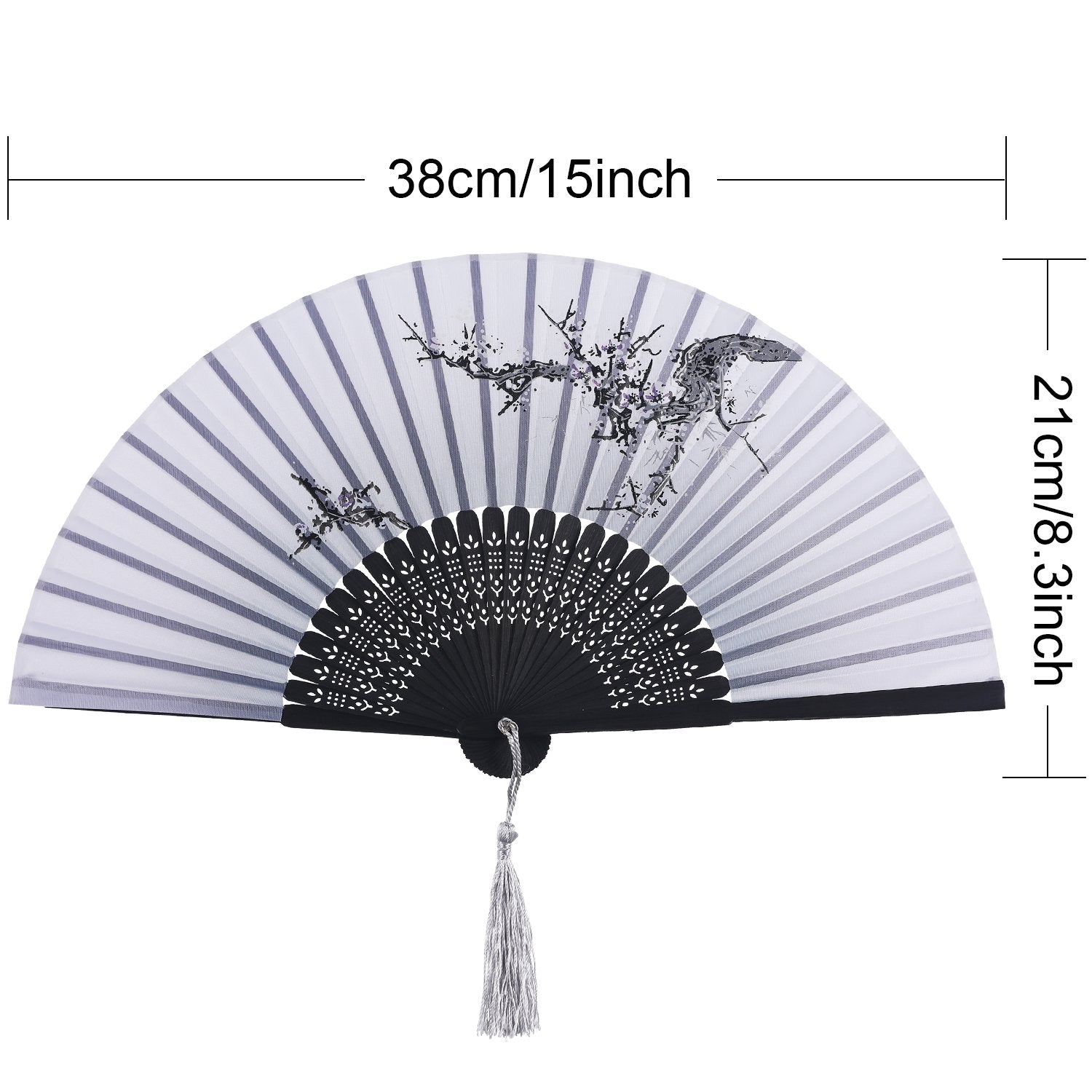 2 Pieces Folding Fans Handheld Fans Bamboo Fans With Tassel Women'S Hollowed Bamboo Hand Holding Fans For Wall Decoration, Gifts