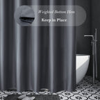 Aoohome Extra Long Shower Curtain 72 Width X 84 Height Inch, Solid Fabric Shower Curtain Liner For Hotel, Waterproof, Dark Grey