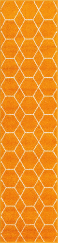 Unique Loom Trellis Frieze Collection Area Rug - Geometric (2 x 8 8 Runner, Orange/ Ivory)