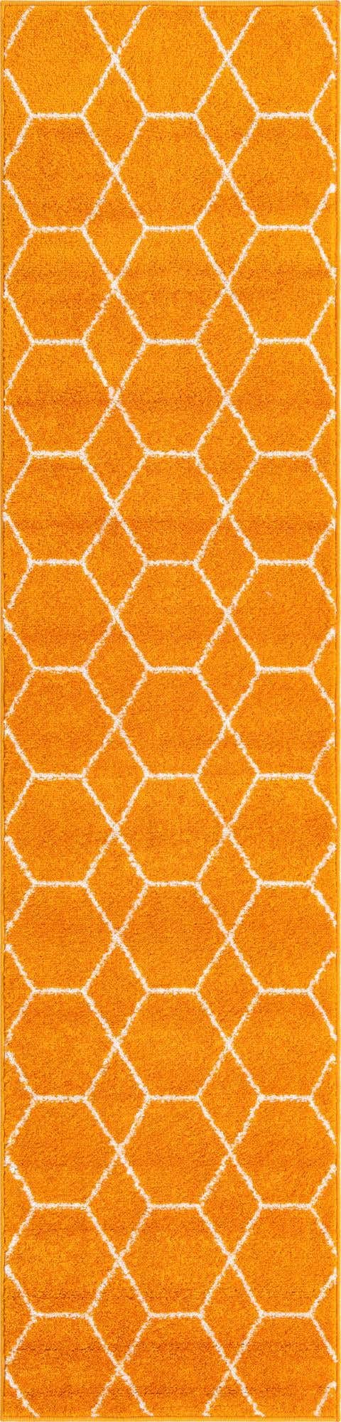 Unique Loom Trellis Frieze Collection Area Rug - Geometric (2 x 8 8 Runner, Orange/ Ivory)