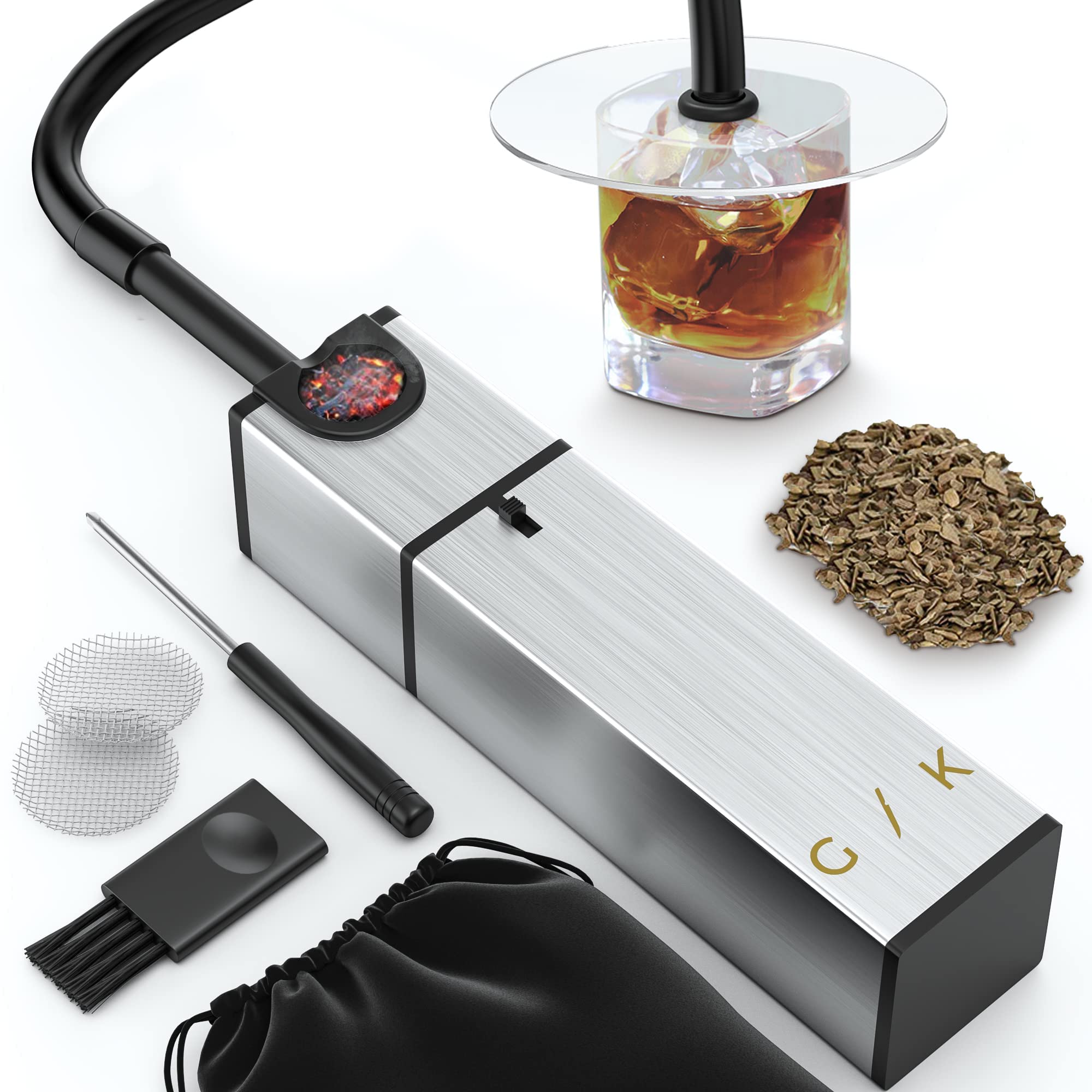 Cocktail Smoker Kit - Indoor Drink & Food Infuser With Wood Chips | Old Fashioned Whiskey Bourbon Smoker Gift