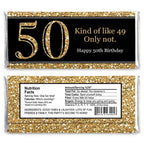 Big Dot Of Happiness Adult 50Th Birthday - Gold - Candy Bar Wrappers Birthday Party Favors - Set Of 24