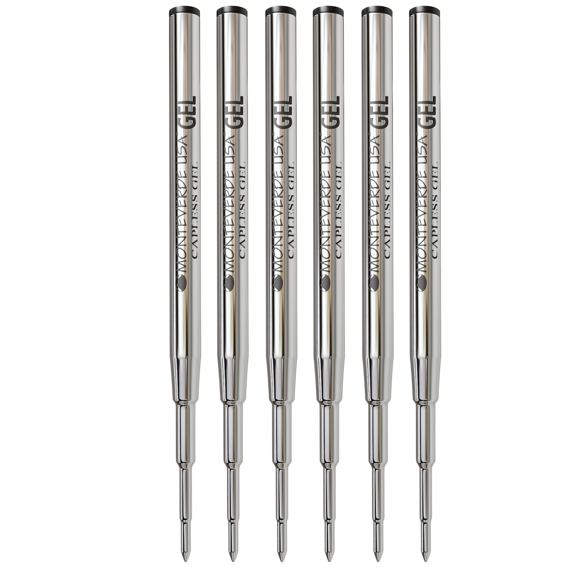 Monteverde Usa Capless Gel Refill To Fit Montblanc Ballpoint Pens - Medium Point, Black (6 Pack) (M433Bk)